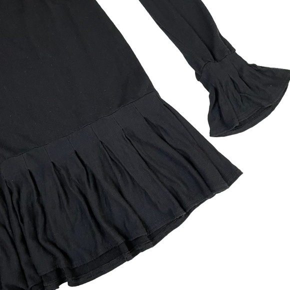 Free People Your Girl Henley Tunic Ruffle Black Small - Picture 10 of 16